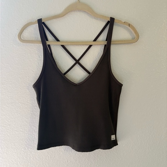 Vuori Ribbed Tank Top in Taupe - Picture 2 of 9